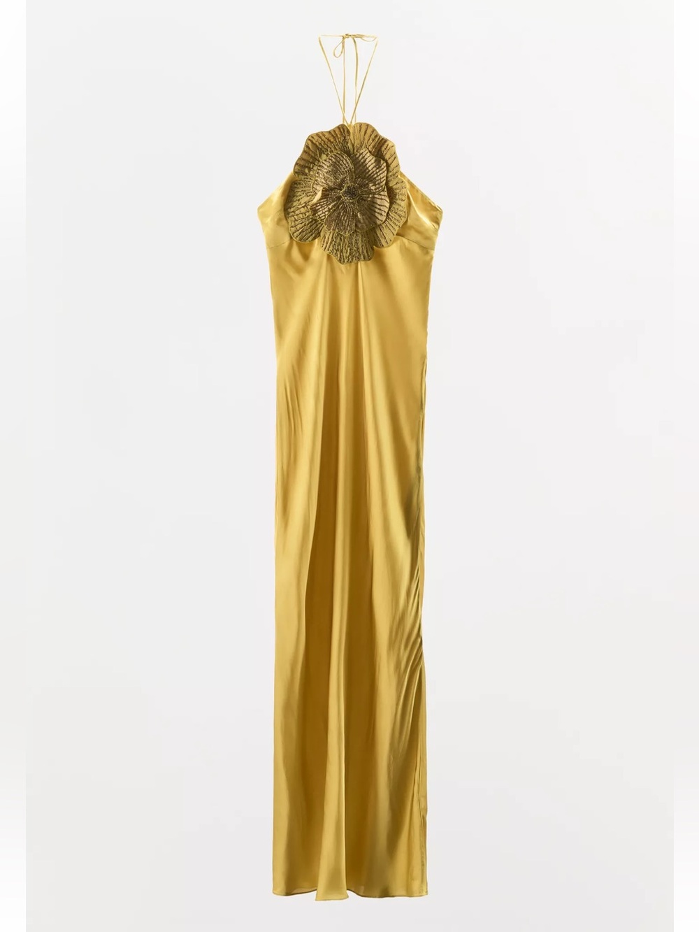 Elegant Tie Evening Dress with Floral Appliqué Beading